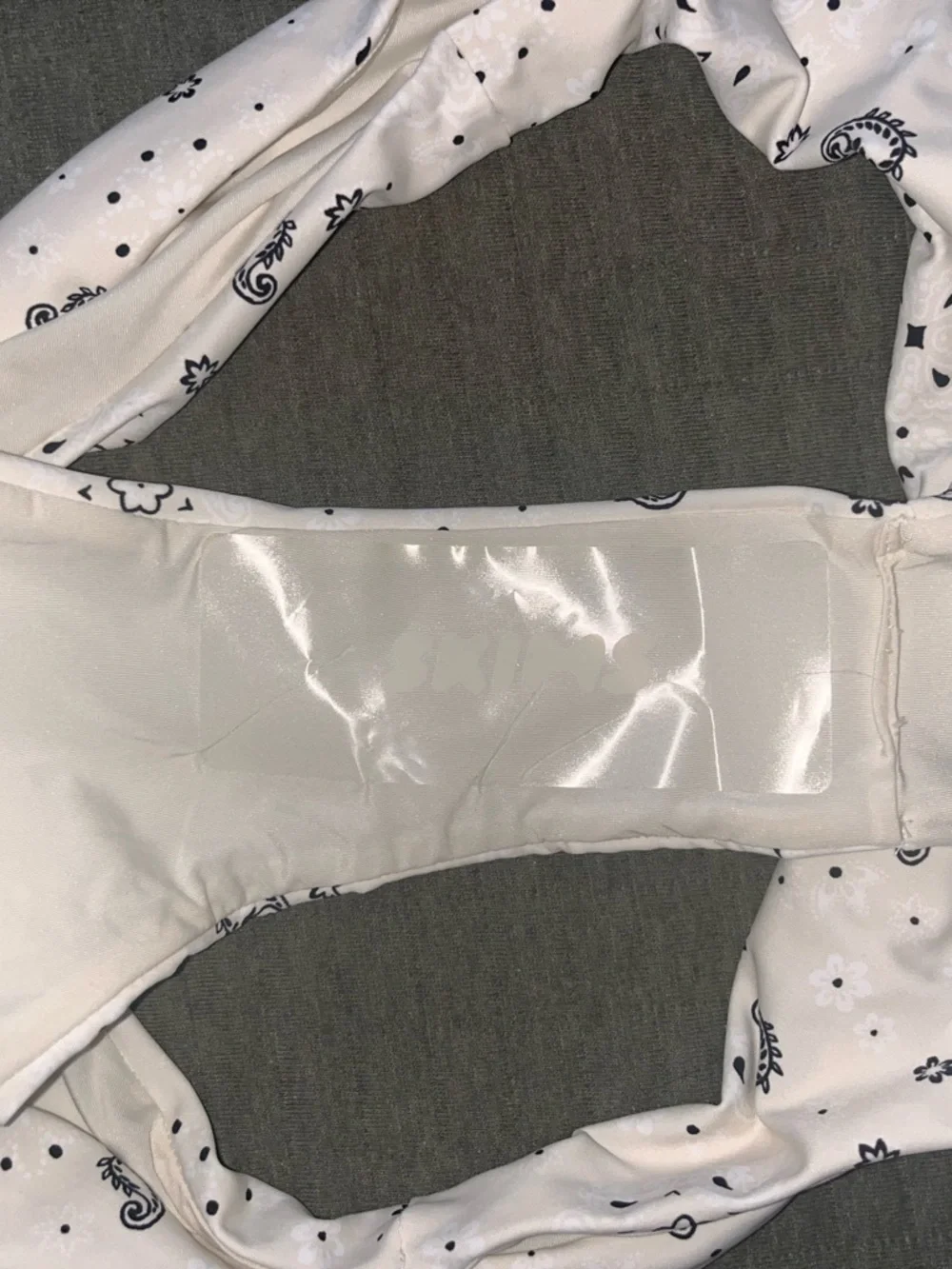 SKIMS Cream Bikini Bottoms with Black Paisley Print Accents